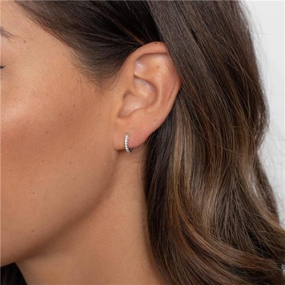 14K Gold Plated Cubic Zirconia Cuff Earrings Huggie Stud White Gold Plated - Picture 2 of 5